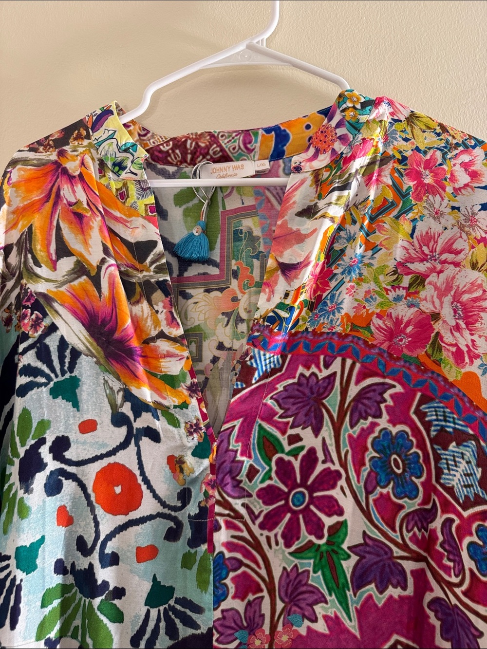 JOHNNY WAS Loci Patchwork Kaftan Coverup - Picture 5 of 9